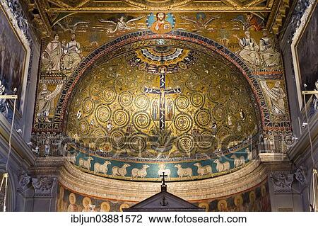 "Triumphal arch with the prophets Clemens and Peter, left, and Lawrence and Paul, right, four apocalyptic creatures and Christ above, apse vault with the veneration of the cross as the tree of life, San Clemente, Rome, Lazio, Italy, Europe" View Large Photo Image Stock Image - "Triumphal arch with the prophets Clemens and Peter, left, and Lawrence and Paul, right, four apocalyptic creatures and Christ above, apse vault with the veneration of the cross as the tree of life, San Clemente, Rome, Lazio, Italy, Europe". Fotosearch
