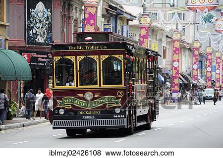"Trolley car, Serangoon Road, Indian quarter, Little India, Singapore, Asia" View Large Photo Image Stock Photo - "Trolley car, Serangoon Road, Indian quarter, Little India, Singapore, Asia". Fotosearch