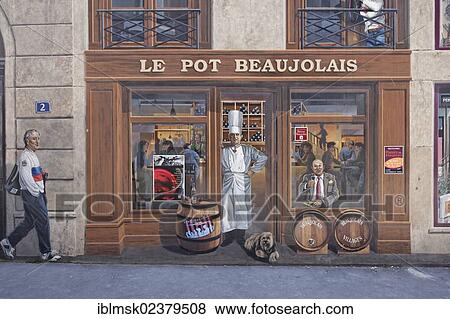 "Trompe l'oeil painting on house facade on the Quai Saint-Vincent, Lyon, Departement Rhone, France, Europe" View Large Photo Image Stock Photo - "Trompe l'oeil painting on house facade on the Quai Saint-Vincent, Lyon, Departement Rhone, France, Europe". Fotosearch