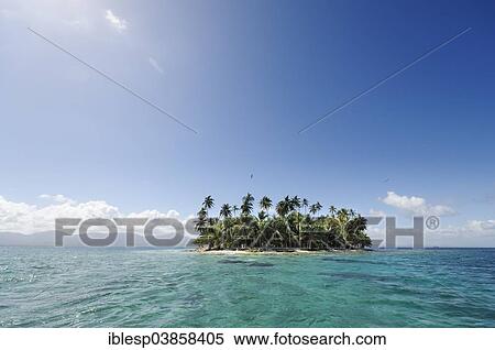 Stock Photography - "Tropical islands with palm trees, Cayos Los Grullos, San Blas Islands, Panama, North America". Fotosearch