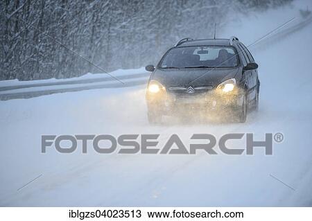 "Truck driving on snowy road, winter driving, Norway, Europe" View Large Photo Image Stock Image - "Truck driving on snowy road, winter driving, Norway, Europe". Fotosearch