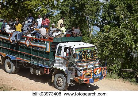 "Truck used to transport people, Leogane, Haiti, North America" View Large Photo Image Stock Photo - "Truck used to transport people, Leogane, Haiti, North America". Fotosearch