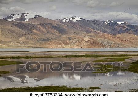 "Tso Moriri, with snow-capped mountains reflecting in the lake, Tsomoriri Wetland Conservation Reserve, Jammu and Kashmir, India, Asia" View Large Photo Image Picture - "Tso Moriri, with snow-capped mountains reflecting in the lake, Tsomoriri Wetland Conservation Reserve, Jammu and Kashmir, India, Asia". Fotosearch