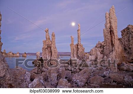 Stock Photo - "Tufa formations on Mono Lake, a shallow natron lake, Mono Lake, Mono County, California, United States, North America". Fotosearch
