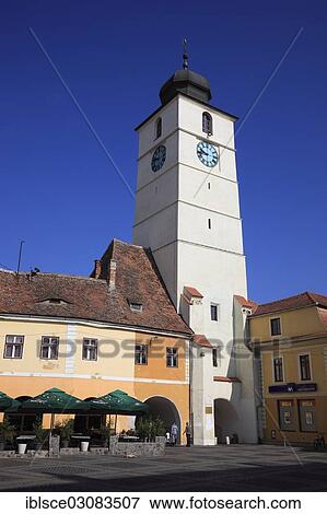 "Turnul Sfatului, Council Tower, in the historic town centre of Sibiu, Sibiu, Hermannstadt, Siebenburgen, Romania, Europe" View Large Photo Image Stock Photo - "Turnul Sfatului, Council Tower, in the historic town centre of Sibiu, Sibiu, Hermannstadt, Siebenburgen, Romania, Europe". Fotosearch