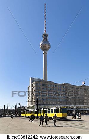 Stock Image - "TV Tower and that Berolinahaus at Alexanderplatz square, Mitte borough, Berlin, Germany, Europe". Fotosearch