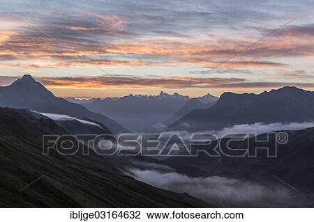 Stock Image - "Twilight in the Allgaeu Alps, Hochtannberggebiet, Tyrol, Austria, Europe". Fotosearch