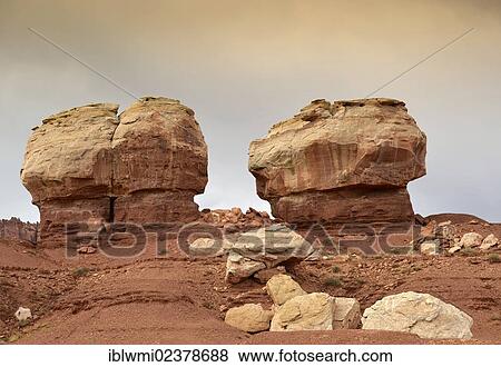 Stock Photo - "Twin Rocks, Capitol Reef National Park, Utah, Southwestern USA, USA". Fotosearch