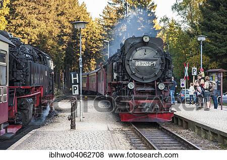 Stock Photo - "Two Brocken Railway steam trains tracks at Schierke Railway Station, Schierke, Wernigerode, Saxony-Anhalt, Germany Station". Fotosearch