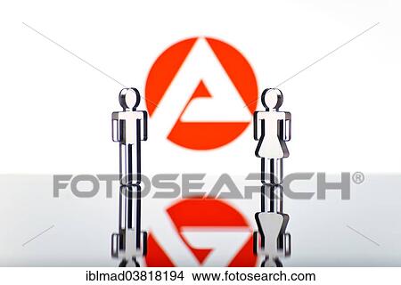 "Two figures standing in front of the logo of the German employment agency, symbolic picture for unemployment" View Large Photo Image Picture - "Two figures standing in front of the logo of the German employment agency, symbolic picture for unemployment". Fotosearch