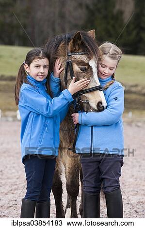 "Two girls standing beside a pony, dun, with a bridle, Tyrol, Austria, Europe" View Large Photo Image Stock Image - "Two girls standing beside a pony, dun, with a bridle, Tyrol, Austria, Europe". Fotosearch