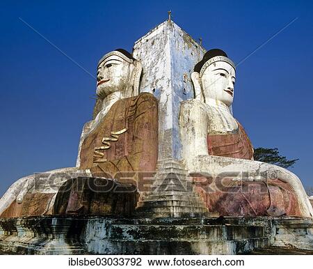 "Two large seated Buddhas, Kyaikpun Pagoda, Kyaik Pun Paya, Bago, Bago Region, Myanmar, Burma, Asia" View Large Photo Image Stock Image - "Two large seated Buddhas, Kyaikpun Pagoda, Kyaik Pun Paya, Bago, Bago Region, Myanmar, Burma, Asia". Fotosearch