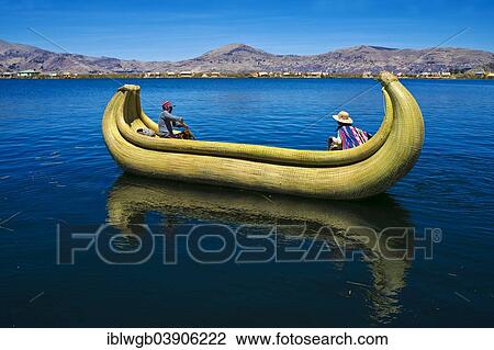 "Two local people rowing a traditional boat made of totora reeds on Lake Titicaca, Southern Peru, Peru, South America" View Large Photo Image Stock Image - "Two local people rowing a traditional boat made of totora reeds on Lake Titicaca, Southern Peru, Peru, South America". Fotosearch