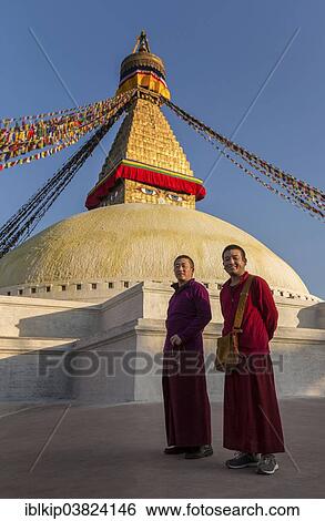 "Two monks walking around Boudhanath stupa, Boudhanath, Kathmandu, Kathmandu District, Bagmati Zone, Nepal, Asia" View Large Photo Image Stock Photograph - "Two monks walking around Boudhanath stupa, Boudhanath, Kathmandu, Kathmandu District, Bagmati Zone, Nepal, Asia". Fotosearch