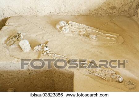 Stock Photograph - "Two skeletons with grave goods, prehistoric grave, Mueang Sing Historical Park, Amphoe Sai Yok, Kanchanaburi province, Central Thailand, Thailand, Asia". Fotosearch