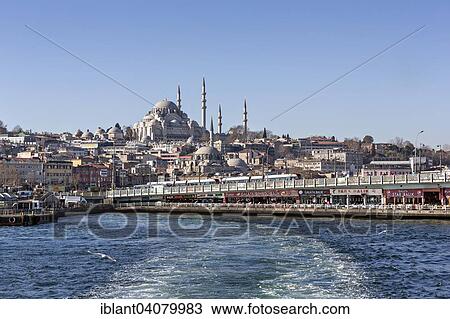 "Two-storeyd Galata Bridge over the Golden Horn, behind New Mosque and Suleymaniye Mosque, European side, Istanbul, Turkey, Asia" View Large Photo Image Stock Image - "Two-storeyd Galata Bridge over the Golden Horn, behind New Mosque and Suleymaniye Mosque, European side, Istanbul, Turkey, Asia". Fotosearch