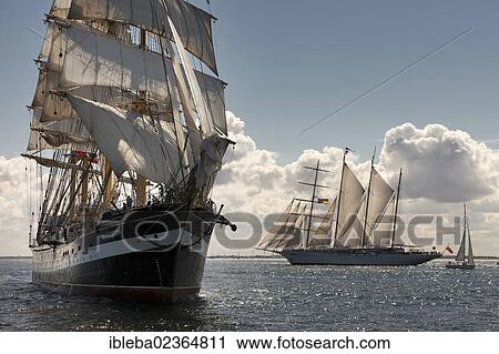 "Two tall ships, four-masted, Krusenstern and Star Flyer, Hanse Sail 2012, Warnemuende, Mecklenburg-Western Pomerania, Germany, Europe" View Large Photo Image Stock Image - "Two tall ships, four-masted, Krusenstern and Star Flyer, Hanse Sail 2012, Warnemuende, Mecklenburg-Western Pomerania, Germany, Europe". Fotosearch