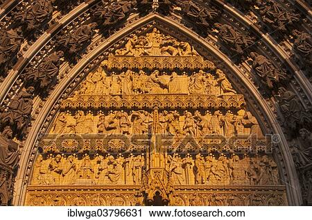 "Tympanon, west portal of the west facade, with statue of Mary, baby Jesus and salvation story before to the redemption, Cologne Cathedral, Cologne, North Rhine-Westphalia, Germany, Europe" View Large Photo Image Stock Image - "Tympanon, west portal of the west facade, with statue of Mary, baby Jesus and salvation story before to the redemption, Cologne Cathedral, Cologne, North Rhine-Westphalia, Germany, Europe". Fotosearch