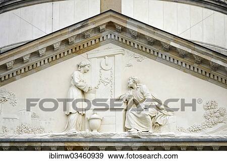 Stock Photo - "Tympanum, French Cathedral, Gendarmenmarkt square, Berlin, Berlin, Germany, Europe". Fotosearch