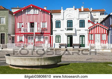 "Typical colorful houses, Costa Nova, Aveiro, Centro region, Portugal, Europe" View Large Photo Image Stock Image - "Typical colorful houses, Costa Nova, Aveiro, Centro region, Portugal, Europe". Fotosearch