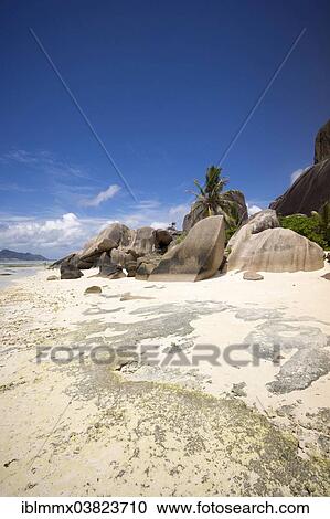 "Typical rock formations in the Seychelles at a sandy beach, Anse Union, La Digue, Seychelles, Africa" View Large Photo Image Stock Image - "Typical rock formations in the Seychelles at a sandy beach, Anse Union, La Digue, Seychelles, Africa". Fotosearch