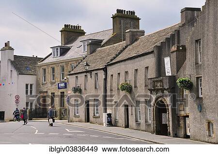 Stock Photo - "Typical row of houses on Broad Street, Kirkwall, Mainland, Orkney, Scotland, United Kingdom, Europe". Fotosearch