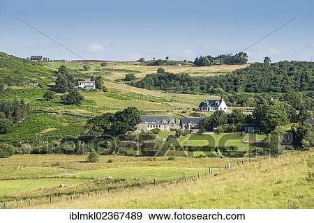 Stock Photo - "Typical scattered settlement in the Northern Highlands near Rogart Pittentrail, County of Sutherland, Scotland, United Kingdom, Europe". Fotosearch