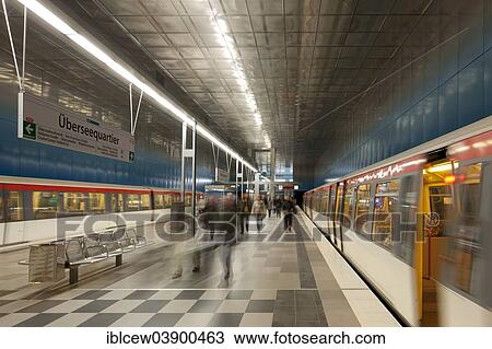 Stock Image - "U-Bahn Uberseequartier subway station, U4 subway line, HafenCity, Hamburg, Germany, Europe". Fotosearch