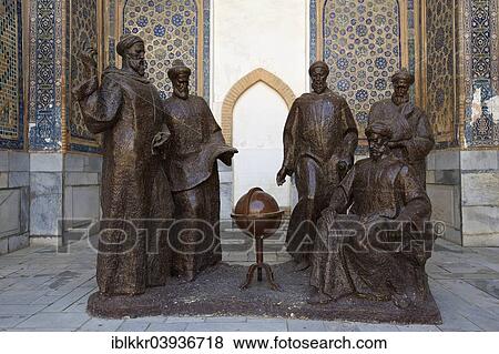 "Ulugh Beg and other astronomers in a discussion, group of sculptures, Registan, Samarkand, Uzbekistan, Asia" View Large Photo Image Stock Photo - "Ulugh Beg and other astronomers in a discussion, group of sculptures, Registan, Samarkand, Uzbekistan, Asia". Fotosearch