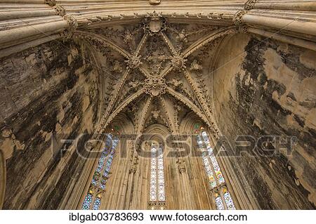 Stock Image - "Unfinished Chapels, Dominican abbey Batalha Monastery, Unesco World Heritage Site, Batalha, Leiria district, Portugal, Europe". Fotosearch