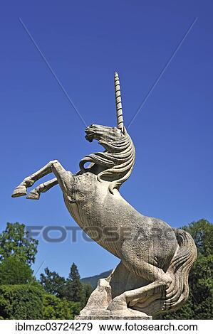 "Unicorn, sculpture in the castle grounds of Hellbrunn, Salzburg, Salzburg State, Austria, Europe" View Large Photo Image Stock Photo - "Unicorn, sculpture in the castle grounds of Hellbrunn, Salzburg, Salzburg State, Austria, Europe". Fotosearch