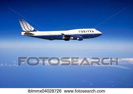 United Airlines Boeing 747-422 N104UA in flight over the sea View Large Photo Image Stock Photograph - United Airlines Boeing 747-422 N104UA in flight over the sea. Fotosearch