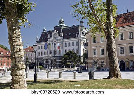 Stock Photo - "University, Congress Square, Ljubljana, Slovenia, Europe". Fotosearch