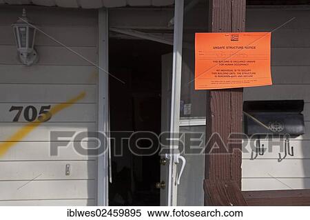 "Unsafe Structure Notice on house severely damaged by Hurricane Sandy, Union Beach, New Jersey, United States, North America" View Large Photo Image Stock Photography - "Unsafe Structure Notice on house severely damaged by Hurricane Sandy, Union Beach, New Jersey, United States, North America". Fotosearch
