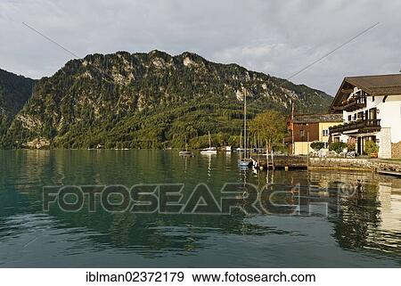 "Unterach on lake Attersee, Salzkammergut resort area, Hausruckviertel region, Upper Austria, Austria, Europe" View Large Photo Image Stock Photo - "Unterach on lake Attersee, Salzkammergut resort area, Hausruckviertel region, Upper Austria, Austria, Europe". Fotosearch