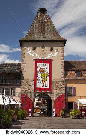 Stock Image - "Untertor, Lower Gate or La porte de France, Turckheim, Alsace, France, Europe". Fotosearch