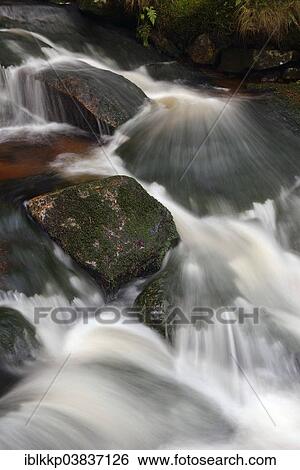 Stock Photograph - "Upper Bodefall, waterfall of the mountain stream Grosse Bode, Braunlage, Harz, Lower Saxony, Germany, Europe". Fotosearch