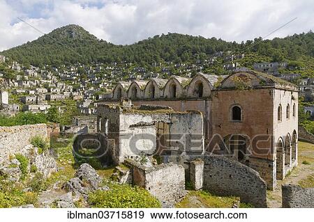 Stock Photo - "Upper Church in the formerly Greek ghost town, Kayakoy, Mugla Province, Aegean region, Turkey, Asia". Fotosearch