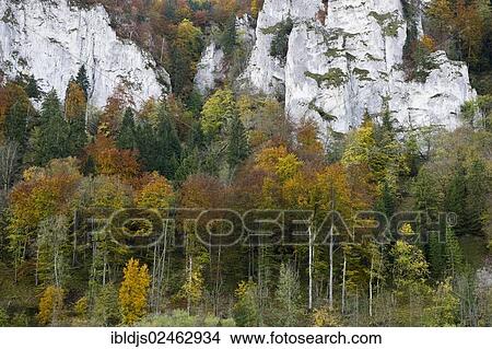 Picture - "Upper Danube Valley near Gutenstein, Swabian Alb, Baden-Wuerttemberg, Germany, Europe". Fotosearch