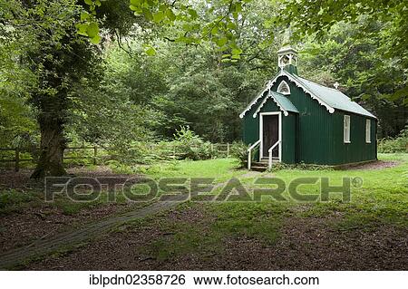 "Upper Itchen Benefice Church """" The church in the woods"""", an Iron church built in 1883 for the commoners, charcoal burners and gypsy itinerents on Bramdean Common, Hampshire, England, United Kingdom, Europe" View Large Photo Image Stock Photograph - "Upper Itchen Benefice Church """" The church in the woods"""", an Iron church built in 1883 for the commoners, charcoal burners and gypsy itinerents on Bramdean Common, Hampshire, England, United Kingdom, Europe". Fotosearch