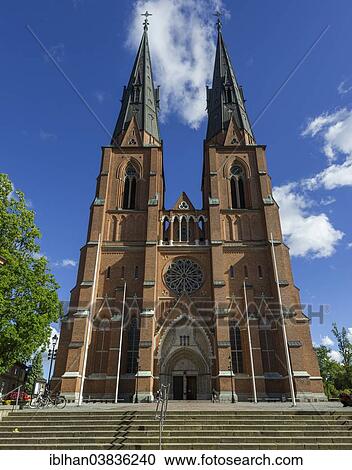Stock Image - "Uppsala Cathedral, Uppsala, Uppsala County, Sweden, Europe". Fotosearch