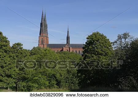 Stock Photograph - "Uppsala Cathedral, Uppsala, Uppsala County, Sweden, Europe". Fotosearch