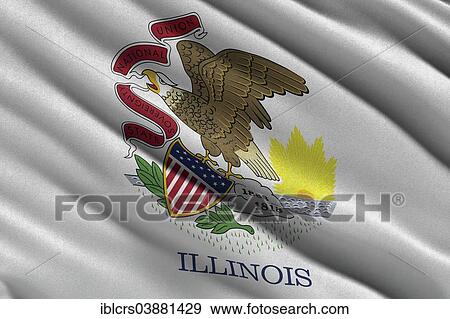 Stock Photo - US state flag of Illinois waving in the wind. Fotosearch