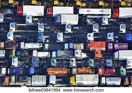 "Used trucks for export, UNIKAI, aerial view, Port of Hamburg, Hamburg, Germany, Europe" View Large Photo Image Picture - "Used trucks for export, UNIKAI, aerial view, Port of Hamburg, Hamburg, Germany, Europe". Fotosearch
