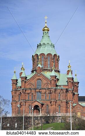 Stock Image - "Uspenski Cathedral, Finnish Orthodox Church, 1868 brick building, Helsinki, Finland, Europe". Fotosearch