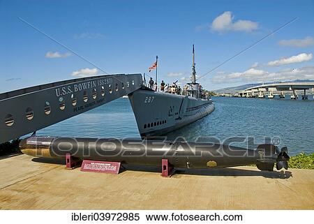 Stock Photography - "USS Bowfin Submarine, Pearl Harbour, Oahu, Hawaii, United States, North America". Fotosearch