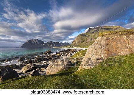 "Utakleiv beach, Haukland, Vestvagoya, Lofoten, Nordland, Norway, Europe" View Large Photo Image Picture - "Utakleiv beach, Haukland, Vestvagoya, Lofoten, Nordland, Norway, Europe". Fotosearch