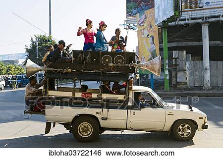 "Van with public-address system, 80th Street, Mandalay, Mandalay Division, Myanmar, Burma, Asia" View Large Photo Image Stock Photograph - "Van with public-address system, 80th Street, Mandalay, Mandalay Division, Myanmar, Burma, Asia". Fotosearch