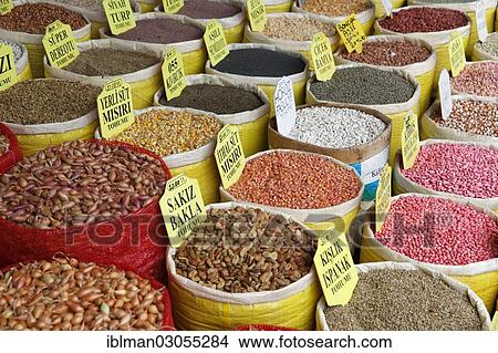 "Various beans and corn in bags, Egyptian Bazaar, or Spice Bazaar, Misir Carsisi, Eminonu, Istanbul, European side, Istanbul Province, Turkey, European side, Europe" View Large Photo Image Picture - "Various beans and corn in bags, Egyptian Bazaar, or Spice Bazaar, Misir Carsisi, Eminonu, Istanbul, European side, Istanbul Province, Turkey, European side, Europe". Fotosearch