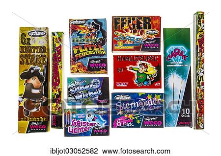 Stock Image - "Various fireworks for children, firecrackers, sparklers". Fotosearch